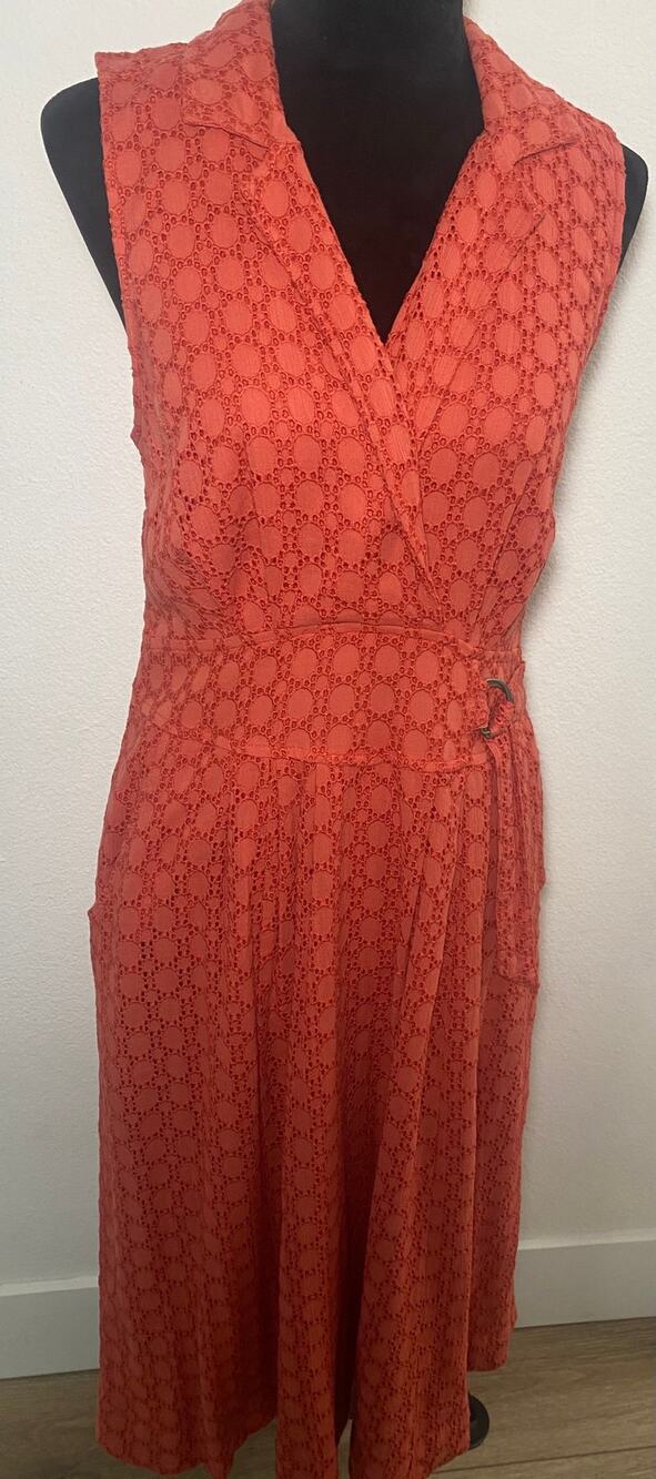 Anthropolgie Dark Orange Cottagecore Boho Eyelet Sundress S-10